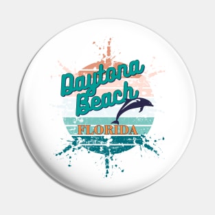 Daytona Beach Florida Exploding Retro Sunset Pin