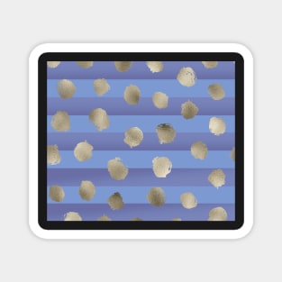 Classic golden dots on blue stripes Magnet