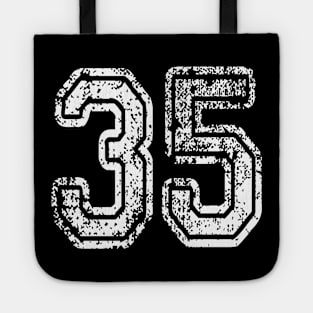 Number 35 Grungy in white Tote