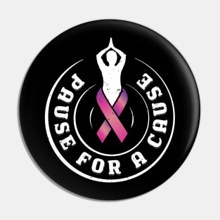 Pause for a Cause Zen Breast Cancer Awareness paws Pin