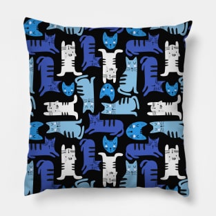 Blue and Grey Cats Pillow