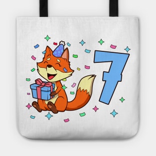 I am 7 with fox - boy birthday 7 years old Tote