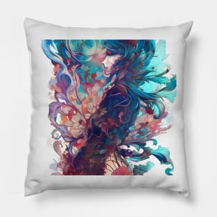 Fantastical Manga Flower Girl Pillow