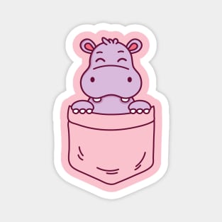 Baby Hippo in a Pocket Kawaii Hippopotamus Magnet