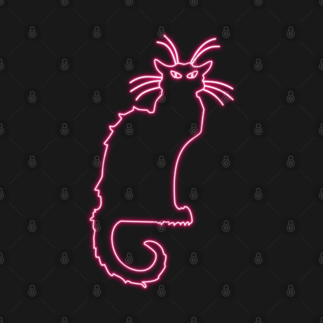 Pink Neon - Chat Noir - Black Cat - Art Nouveau by la chataigne qui vole ⭐⭐⭐⭐⭐