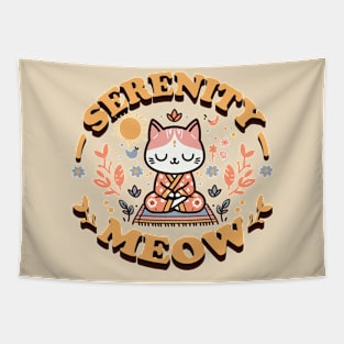 Serenity Meow Zen Cat in Floral Kimono Meditating Tapestry