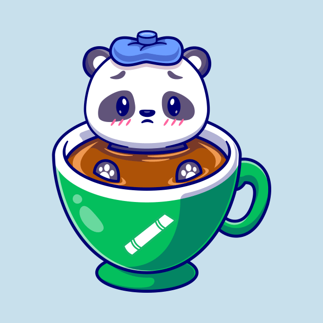 Cute Panda Fever In Coffee Cartoon by Catalyst Labs