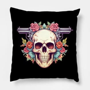 skull with guns Pillow