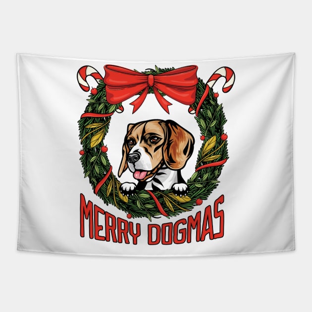 Merry Dogmas Christmas Beagle Dog Owner Tapestry by Way Down South