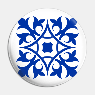 Antique Azulejo Tile Floral Pattern Pin