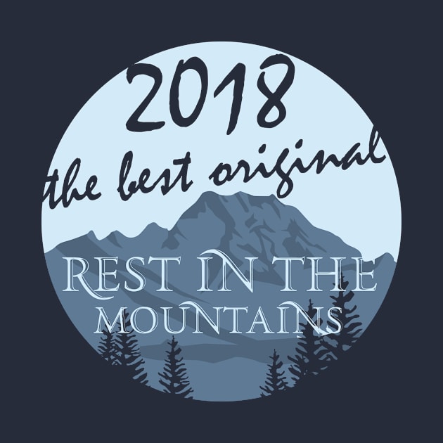 T-shirt with mountains and inscriptions. Clothes for rest. by jeka