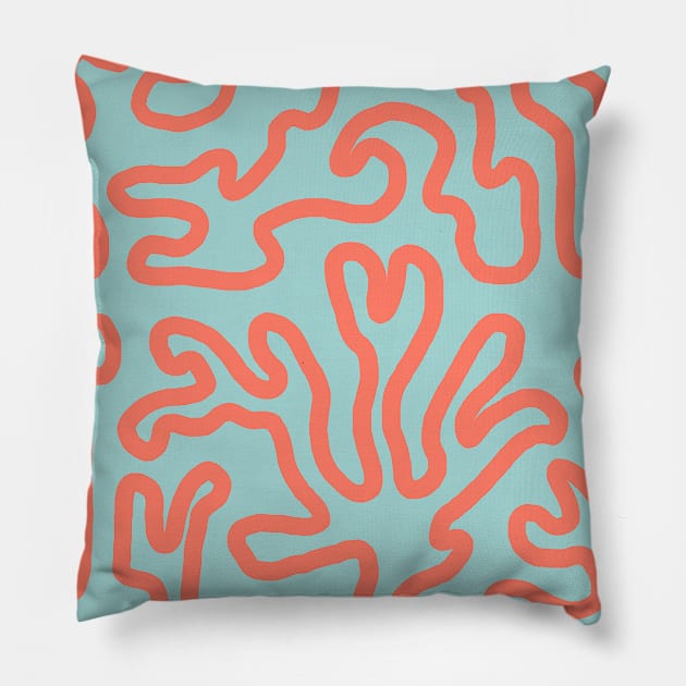 Coral lines abstract pattern Pillow by covostudio