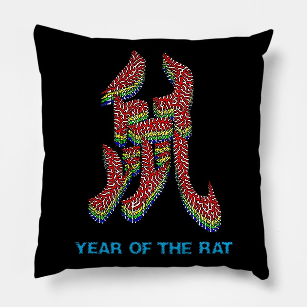 Year Of The Rat Pillow by NightserFineArts