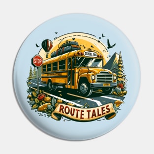 School Bus On An Adventurous Road Trip, Route Tales Pin