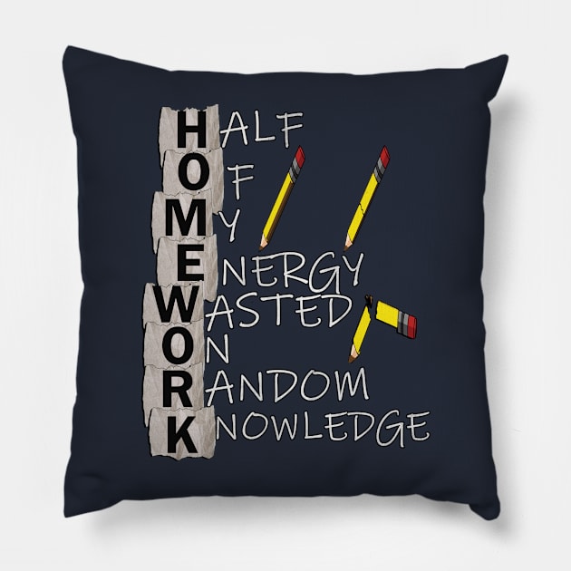 Funny Back to School Homework Definition Student & Teacher Fun Quote School Gift Pillow by tamdevo1