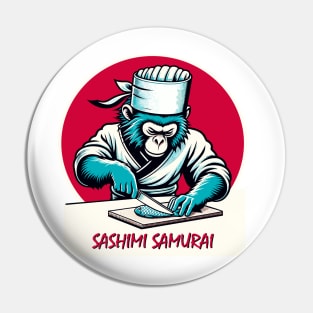 Sushi Master Monkey - Retro Japanese Chef Cartoon Pin