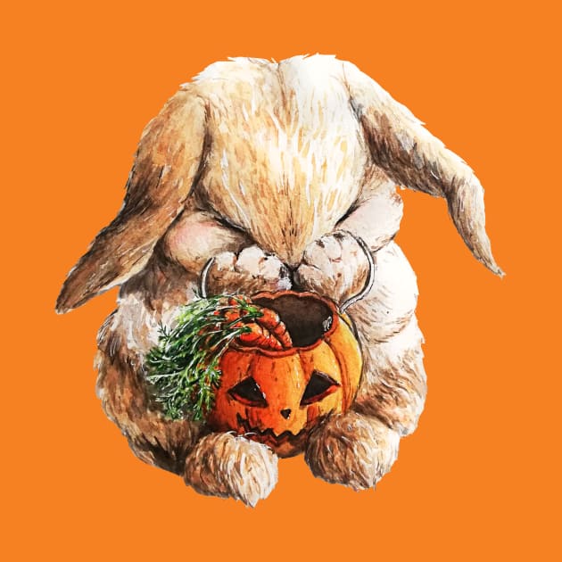 Cute Halloween Bunny with pumpkin basket by mendic