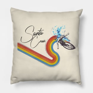 Retro 70s/80s Style Rainbow Surfing Wave Santa Cruz Pillow