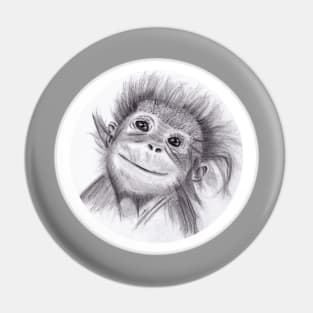 Baby Orangutan Drawing in Pencil Pin