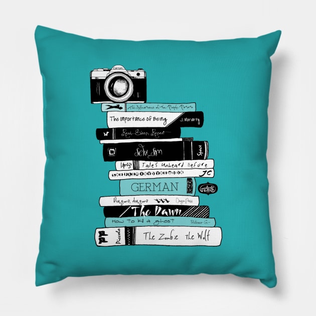 Book Photography - Stack of Books - Bookstagram (Seafoam Green) Pillow by applebubble