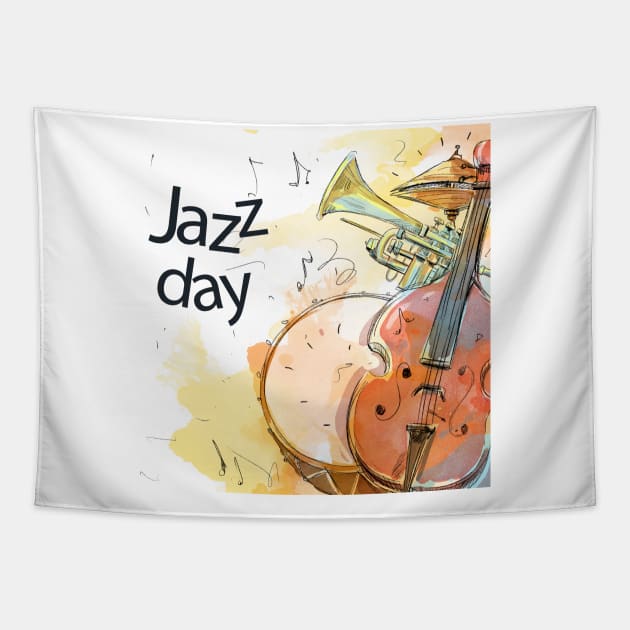 Jazz day music Tapestry by Mako Design 