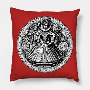 Medallion Queen Elizabeth I on Throne Pillow