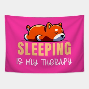 Sleeping is my therapy funny dog cute puppy Tapestry