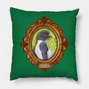 Yellow Pigeon Lady in Vintage Frame Pillow