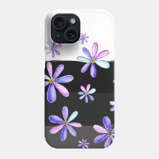 A Shower of Daisies - Hand Drawn with Pretty Pastel Pink and Purple Petals Phone Case