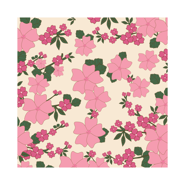 Pink Flowers, Floral Pattern, Pattern Of Flowers by Jelena Dunčević