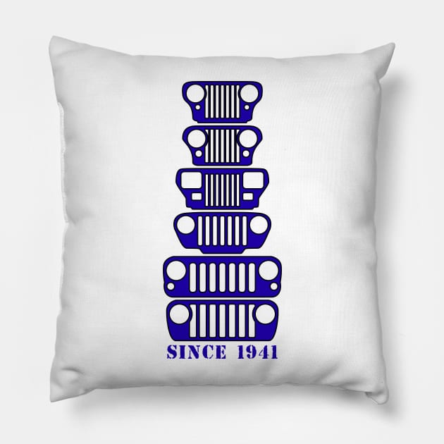 Jeep Grills Navy Logo Pillow by Caloosa Jeepers 