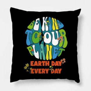 Be Kind Planet Save Earth Day Groovy Nature Lover Pillow