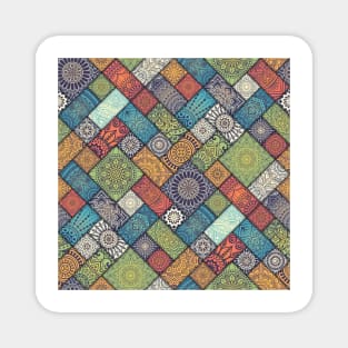 Diagonal Floral Tiles Pattern Magnet