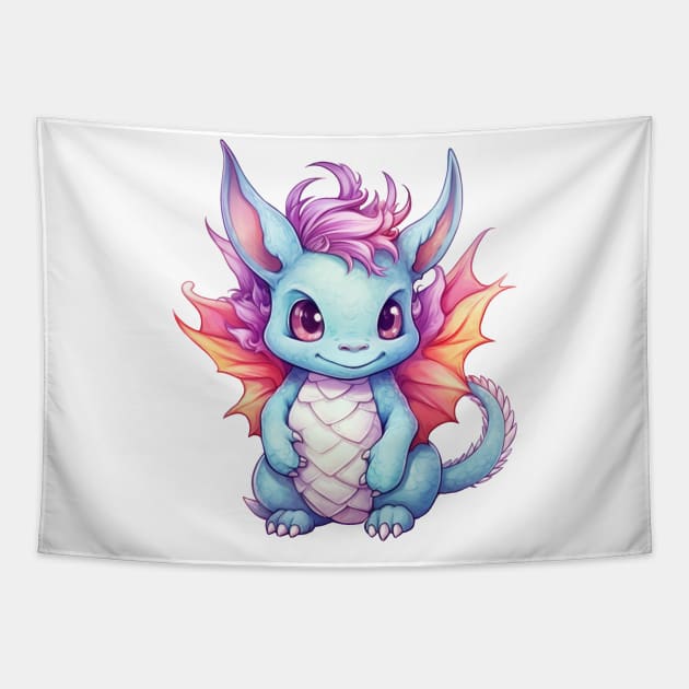 Kawaii Dragon Drawing Tapestry by FluffigerSchuh