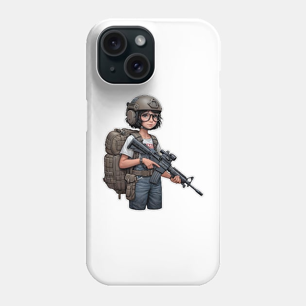 The Little Girl and a Toy Gun Phone Case by Rawlifegraphic