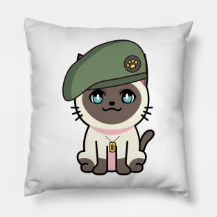 Green Beret Siamese cat Pillow