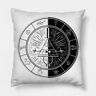 Bill Cipher Black and White Sign Pillow