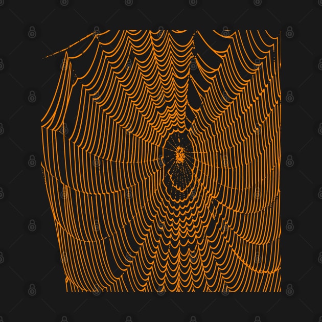 Artistic Halloween Spider Web Cobweb Doodle In Orange by taiche