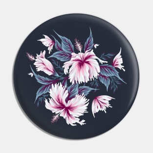 Hibiscus Butterflies - Light Blue Pink Pin