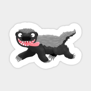 Funny hungry honey badger cartoon illustration Magnet