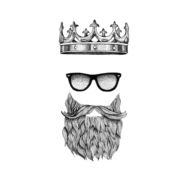 Bearded King - Awesome Tattoo Style Beard T-Shirt by Squidoodle