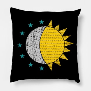 Moon Sun Star Conjuction Pillow