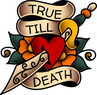 True Till Death Tattoo Banner Magnet