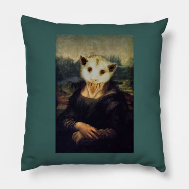 Mona Lisa Opossum Pillow by nonbeenarydesigns