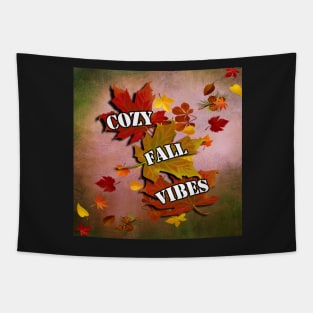 Copy of Cozy Fall Vibes Quote Graphic Autumn Leaves Gifts Tapestry