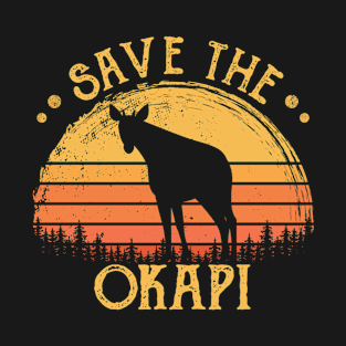 Vintage Retro Sunset Save The Okapi T-Shirt