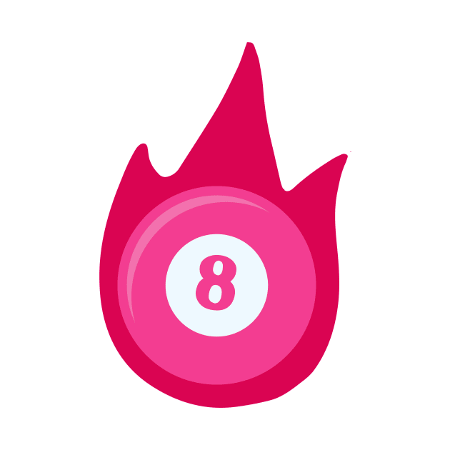 Flaming Pool Billiard Eight Ball in Pink by groovyfolk