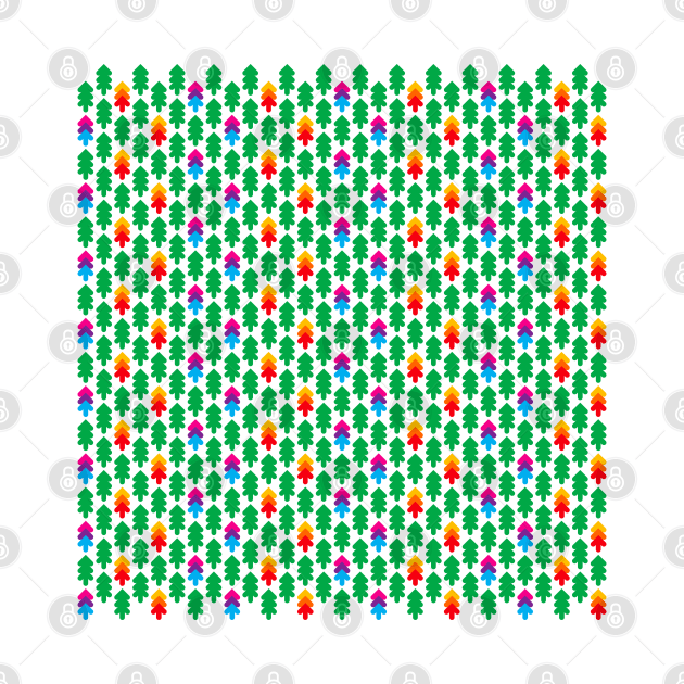 Green and colorful fir forest pattern, version one by kindsouldesign