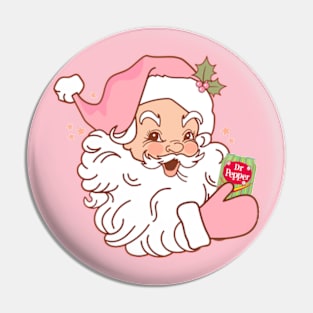 Pink retro Santa  drinking a soda Pin