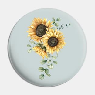 Sunflowers and Eucalyptus Isolated Pin